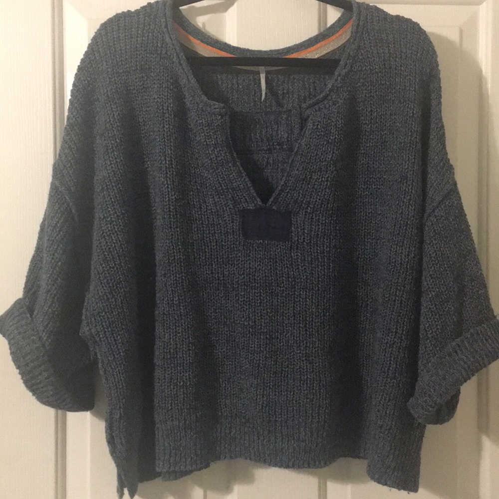 Free People Oversized Short Sleeved Crop Sweater